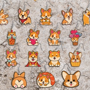 Cute Dog Earrings Svg Bundle, Dog Earrings SVG File, Glowforge Laser Cut Earrings, Cute Dogs SVG, Glowforge svg files, Digital File