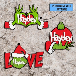 Personalized Cartoon Ornament Svg Bundle, Cartoon Ornament SVG File, Glowforge Laser Cut Ornament, Glowforge svg files, Ornament svg
