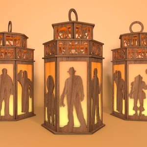 3D Horror Lantern Laser Cut File,Horror Characters Lantern Svg, Night Light Candle Holder Laser Cut ,Candle lantern Svg ,Laser Cut Glowforge