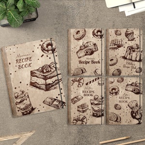 Personalized Recipe Book Cover svg,Wooden cookbook recipes Laser Cut Files,Valentines Day Gift svg,Mother&#39;s Day gift svg,Glowforge svg files