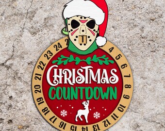 Horror Christmas Countdown svg, Christmas Countdown svg, Countdown Calendar SVG, Christmas sign svg, Laser Cut Files, Glowforge svg files