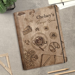 Personalized Recipe Book Cover svg, Wooden cookbook recipes Laser Cut Files, Family Recipe svg,Mother&#39;s Day gift svg, Glowforge svg files