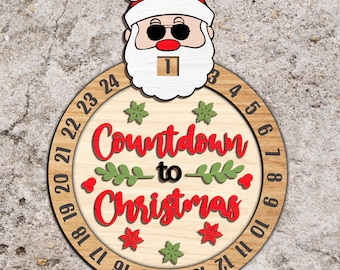 Santa Claus Countdown svg, Christmas Countdown svg, Countdown Calendar SVG, Christmas sign svg, Laser Cut Files, Glowforge svg files