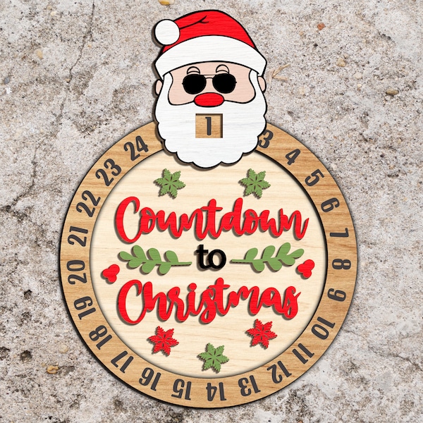 Santa Claus Countdown svg, Christmas Countdown svg, Countdown Calendar SVG, Christmas sign svg, Laser Cut Files, Glowforge svg files