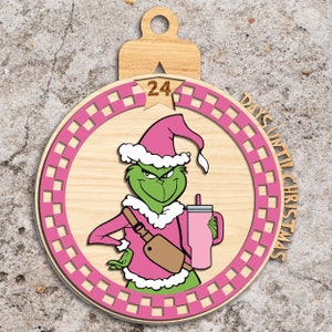 Days Until Christmas Countdown Calendar Bauble Svg, Christmas Cartoon Calendar Ornament Svg, Glowforge svg files, Christmas Ornament svg