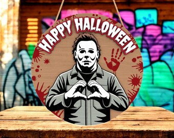 Michael Myers Halloween Door Sign SVG, Horror Movie Laser Cut File, Scary Wall Decor, Glowforge Cricut SVG DXF Pdf