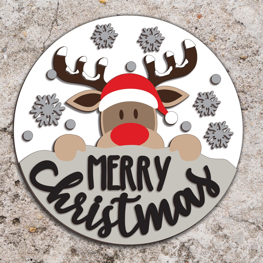 Christmas Reindeer Door Sign Svg, Merry Christmas Door Sign Svg ...
