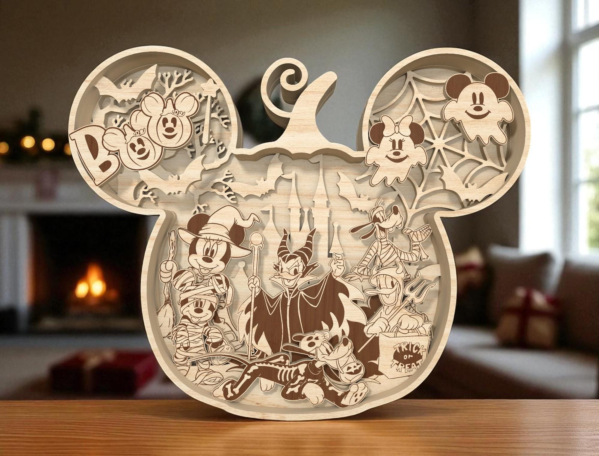 Mickey Mouse Herbst Holzschild – 33x27,3 Cm, Türdekoration Für Thanksgiving & Herbst