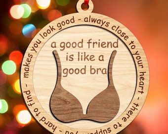 Funny Bra Quote Ornament Svg, Funny Ornament SVG, Glowforge Laser Cut Ornament, Glowforge svg files, Christmas Ornament svg, Digital File