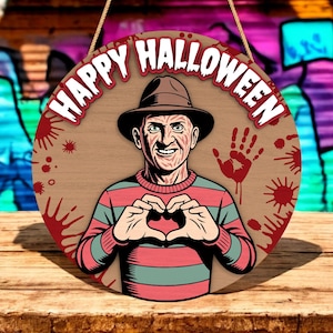 Freddy Halloween Door Sign SVG, Horror Movie Laser Cut File, Scary Halloween Decor, Glowforge Cricut SVG DXF Pdf