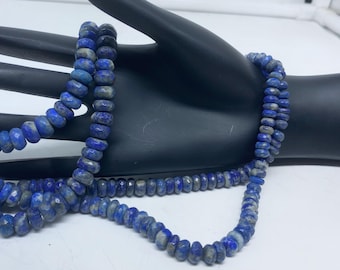 Natural Lapis Lazuli Beads Strand | Faceted Blue Rondelle Gemstone Beads | Healing Crystal | Jewelry Making Supplies | Afghan Lapis