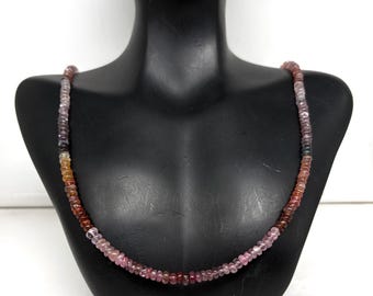 Natural Multi Spinel Necklace | 4-5mm Smooth Round Gemstones | Gold Plated Clasp | Handmade Colorful Jewelry | Gift for Her