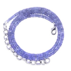 Ketting met tanzanietkralen | Natuurlijke paarse edelsteensieraden | Geboortesteen cadeau voor haar | Helende kristallen choker | Sieraden voor december