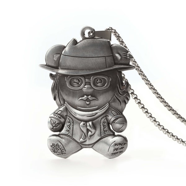 Johnny Depp Teddy Bear Antique Silver Pendant