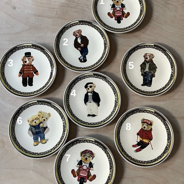 Create Your Own Ceramic Plate Set/ Set of 3 Teddy Mini Porcelain Plates/ Handmade Ceramic / Teddy Bear Ceramic Plate / Bowl / Handmade