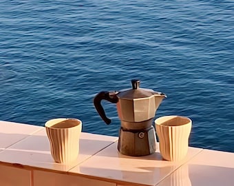 2024 Best Seller Ceramic Mug Wavy Ceramic Mug 200ml / 7 Oz Stoneware Ceramic Tumblers No Handle Cups, Ceramic Cup, Coffee Tumblers Unique