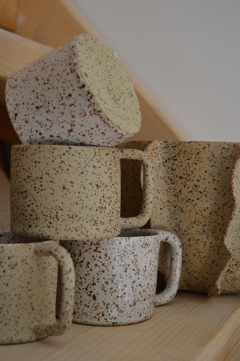 Freckle Ceramic Coffee Mug Handmade 200 ml 7 Oz / Stoneware Mug / Hot Coffee Tumbler / Uniqe Coffee Cup / Travel Coffee Mug With Handle image 3