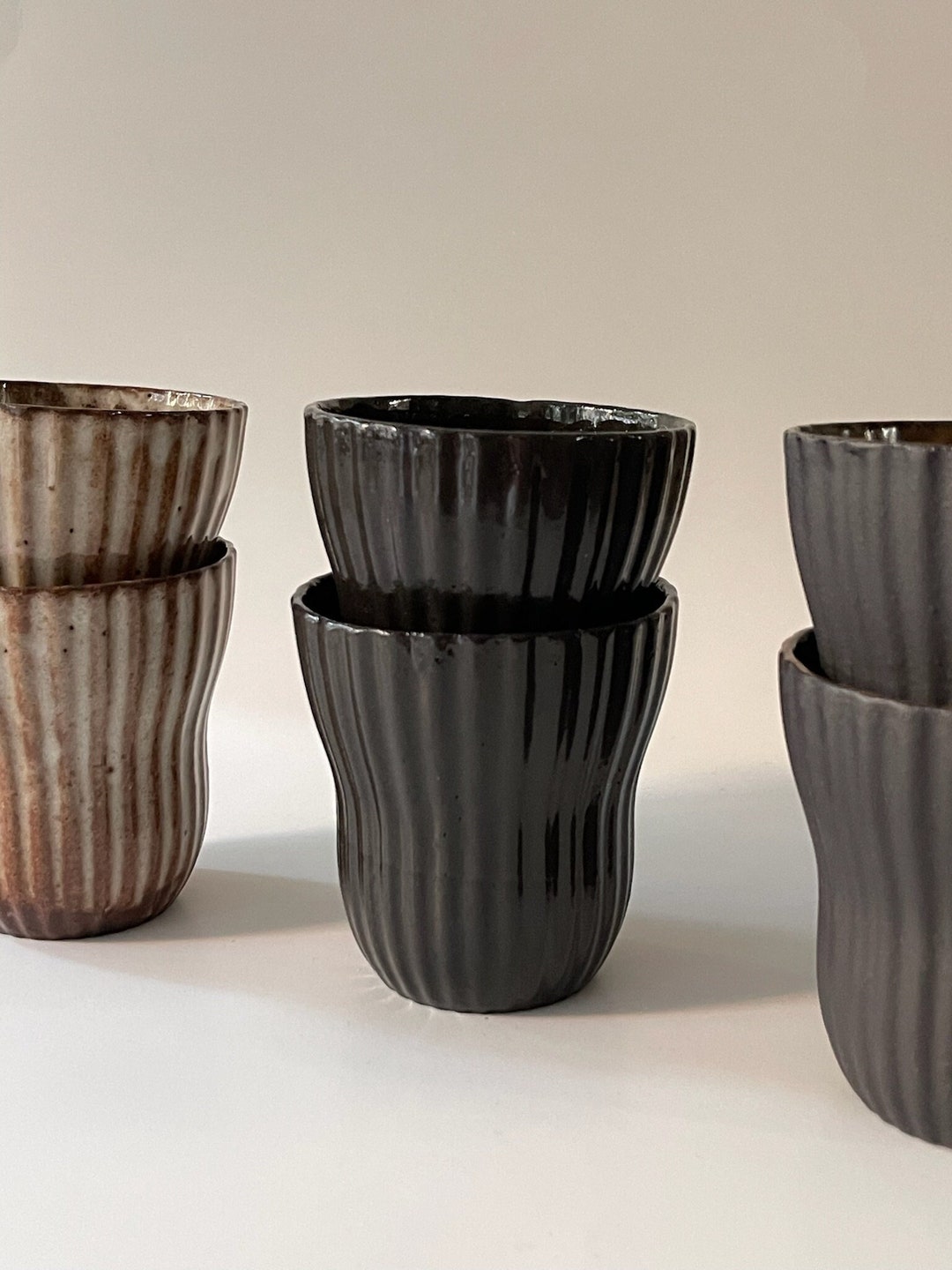 Wavy Ceramic Mug 200ml / 7 Oz , Stoneware, Ceramic Tumblers, No Handle ...