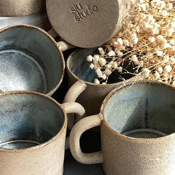 Tasse en céramique faite à la main, grès fait à la main, tasse à café, tasse à thé, tasse de poterie, céramique sel et poivre, tasse scandinave