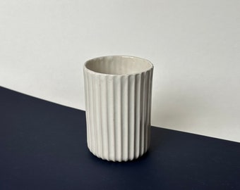 White Ceramic Cup / Handmade Ceramic Cup / Carved Ceramic / White Glazed / Siu Studio/ Coffee Cup / Tea Cup/ Water Cup / No Handle Cups