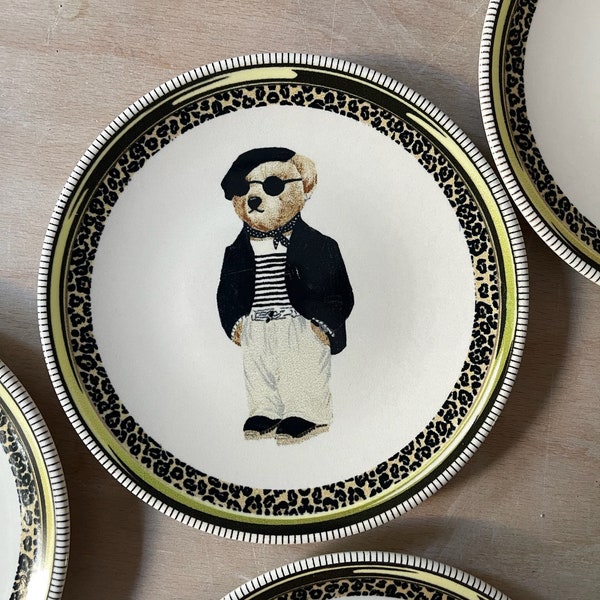 Create Your Own Ceramic Plate Set/ Set of 3 Teddy Mini Porcelain Plates/ Handmade Ceramic / Teddy Bear Ceramic Plate / Bowl / Handmade