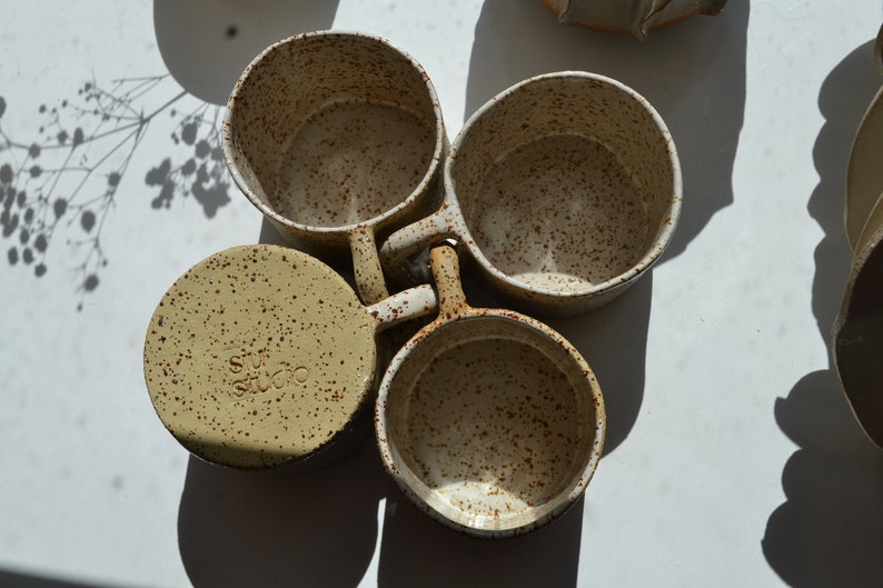 Freckle Ceramic Coffee Mug Handmade 200 ml 7 Oz / Stoneware Mug / Hot Coffee Tumbler / Uniqe Coffee Cup / Travel Coffee Mug With Handle image 2