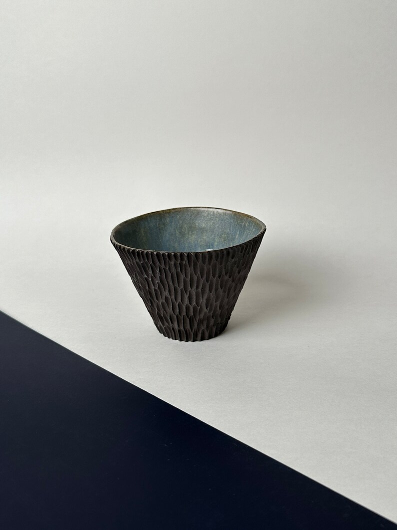 Japanese Style Ceramic Cup / Black Ceramic / Gift / Handmade Ceramic Cup / Carved Ceramic Mug / Chawan Matcha Japanese Ceremony / Matcha Tea image 6