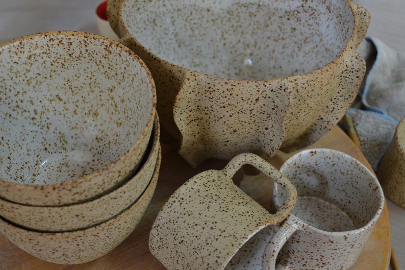 Freckle Ceramic Coffee Mug Handmade 200 ml 7 Oz / Stoneware Mug / Hot Coffee Tumbler / Uniqe Coffee Cup / Travel Coffee Mug With Handle image 4
