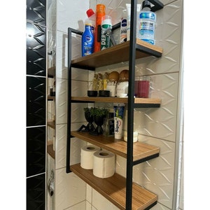 Wall mounted floating shelf with towel holder, towel hook,  towel rack, modern minimalist wall shelf with towel rack, kitchen wall shelves