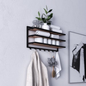 Entryway organizer, Minimal Coat &hot rack with shelf entryway, Coat hook with shelf, wall mount coat rack with shelf Clothing hanger rack