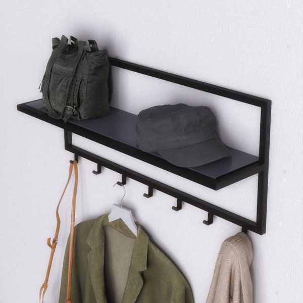 Entryway organizer, Minimal Coat &hot rack with shelf entryway, Coat hook with shelf, wall mount coat rack with shelf Clothing hanger rack