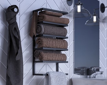 Towel Holder -towel rack - Hand Towel Holder - towel rack with shelf - Towel Organizer - towel rack bathroom - Wall Towel Holder -towel hook