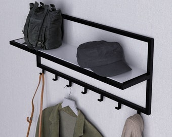 Entryway organizer, Minimal Coat &hot rack with shelf entryway, Coat hook with shelf, wall mount coat rack with shelf Clothing hanger rack