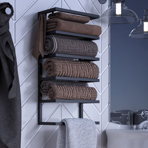 Bath Towel Holder with Two Robe Hooks Hand Towel Holder Etsy