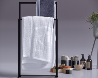 Towel Drying Rack, Free standing towel holder, Bathroom Towel Rack, Freestanding Towel Rack with 2 bars, Bathroom Decor, modern towel rack