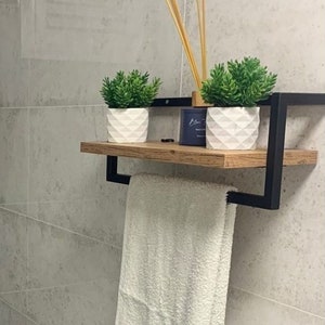 Wall mounted floating shelf with towel holder, towel hook,  towel rack, modern minimalist wall shelf with towel rack, kitchen wall shelves