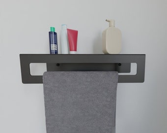 Wall mounted floating shelf with towel holder, towel hook,  towel rack, modern minimalist wall shelf with towel rack, kitchen wall shelves