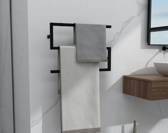 Soporte para toallas de baño -Toallero para invitados - Soporte para toallas de mano - Organizador de toallas -Toallero y manta moderno montado en la pared- ganchos para toallas