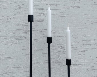 Metal Candle Stick Holder /Set of 3 Black Candlestick Holders  /Thanksgiving & Christmas Table Decor