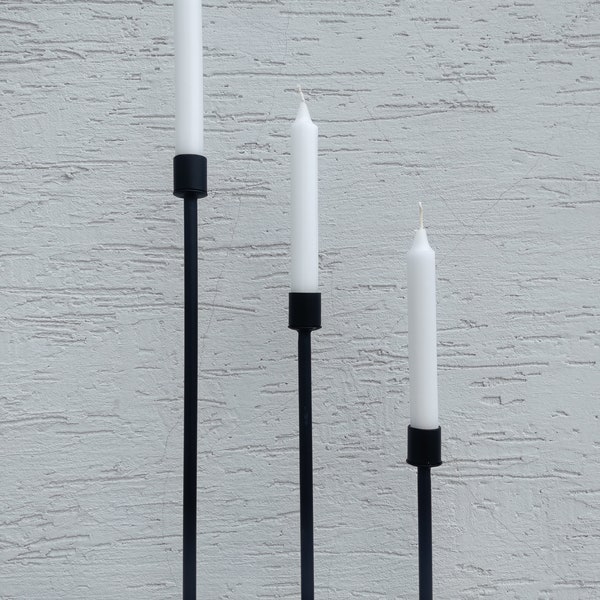 Metal Candle Stick Holder /Set of 3 Black Candlestick Holders  /Thanksgiving & Christmas Table Decor