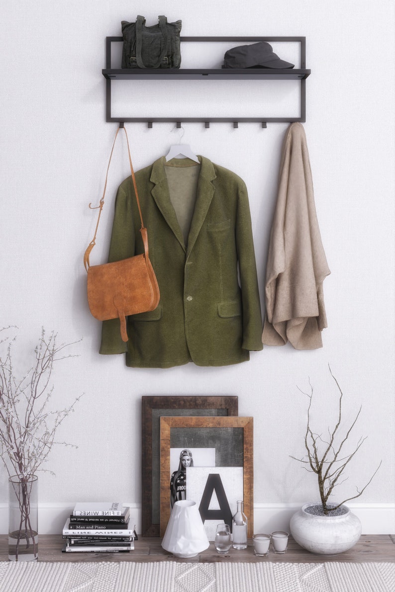 Entryway Organizer Minimal Coat &hot Rack With Shelf Etsy