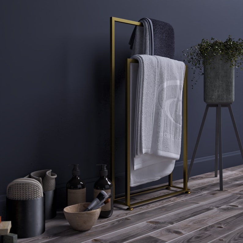 Towel Drying Rack Free Standing Towel Holder Bathroom Towel Etsy