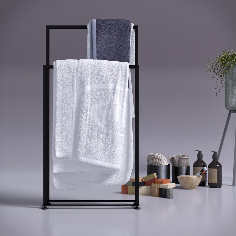 Towel Drying Rack Free Standing Towel Holder Bathroom Towel Etsy