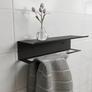 Wall mounted floating shelf with towel holder, towel hook,  towel rack, modern minimalist wall shelf with towel rack, kitchen wall shelves