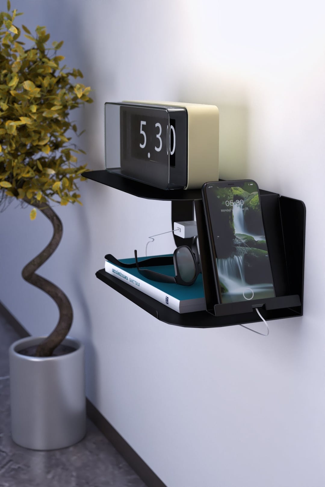 Nightstant, Floating Nightstand, Modern Metal Bedside Shelves