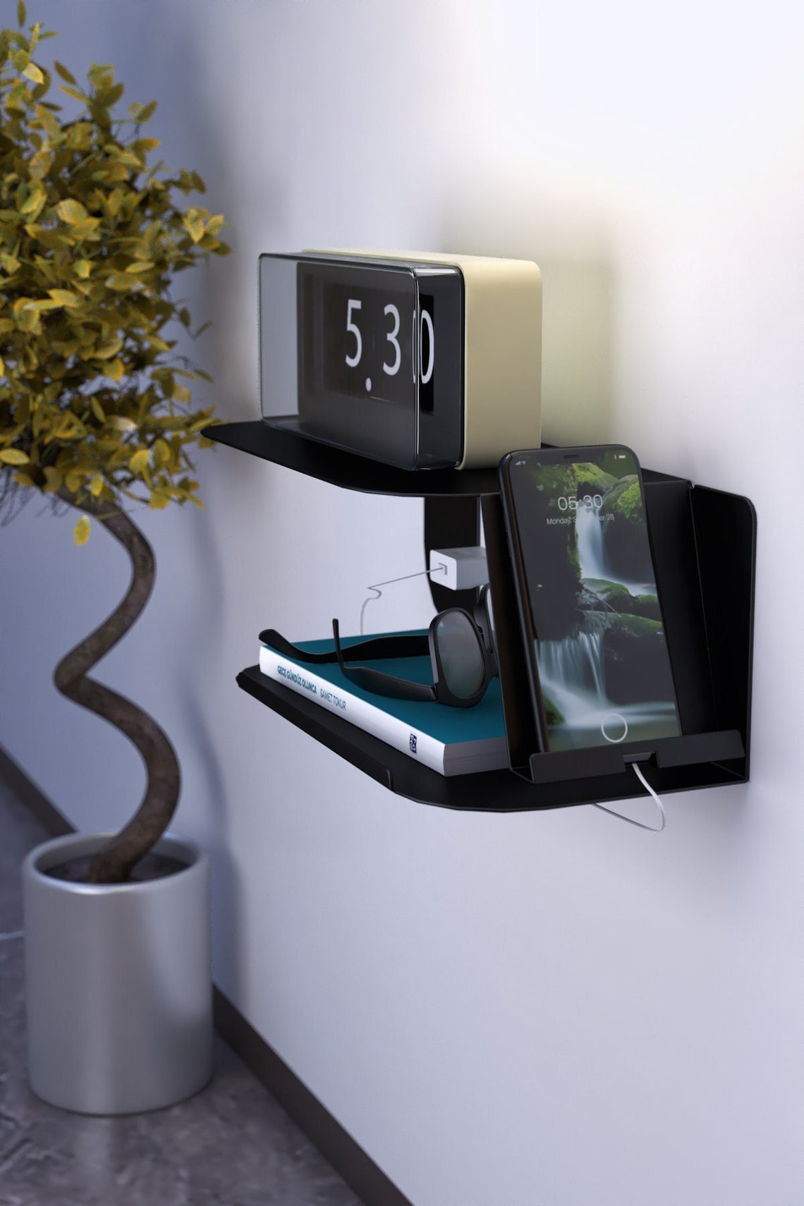 Nightstant Floating Nightstand Modern Metal Bedside Shelves Etsy