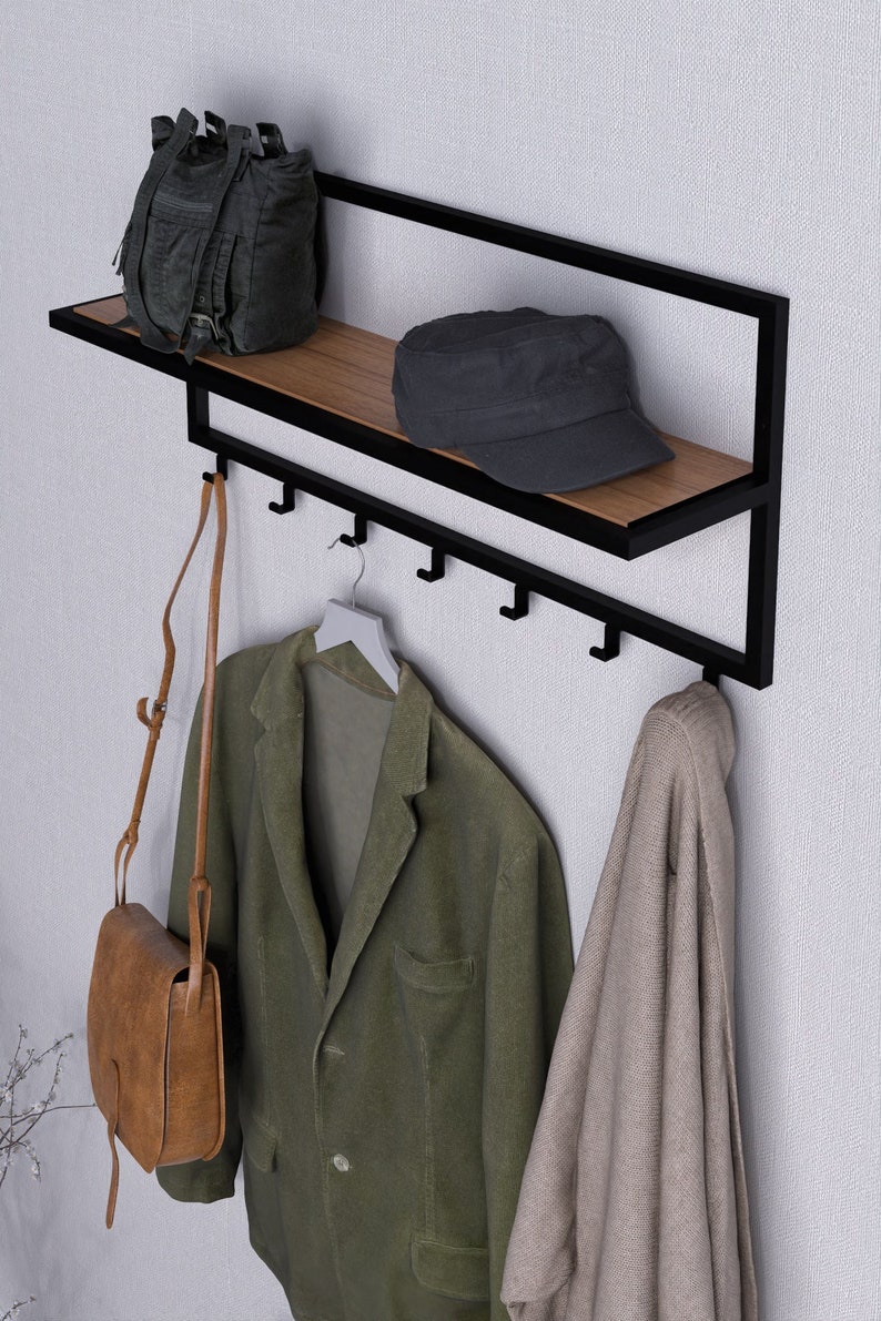 Entryway Organizer Minimal Coat &hot Rack With Shelf Etsy