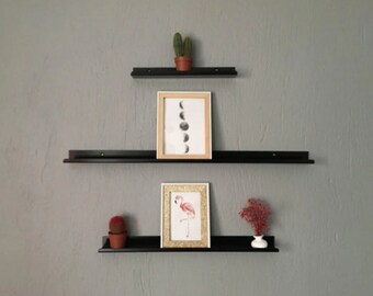 Floating Wall Shelf | Black Metal Shelf | Modern Metal Shelves, Minimalist | Metal Floating shelf | Decorative Minimal Display Shelf, Rustic