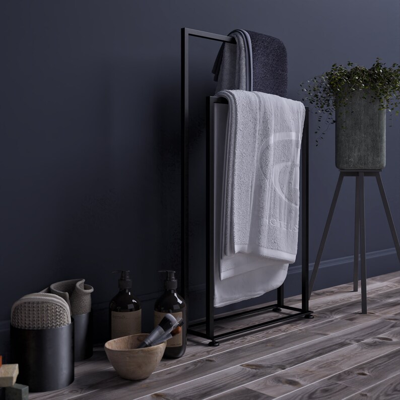 Towel Drying Rack Free Standing Towel Holder Bathroom Towel Etsy