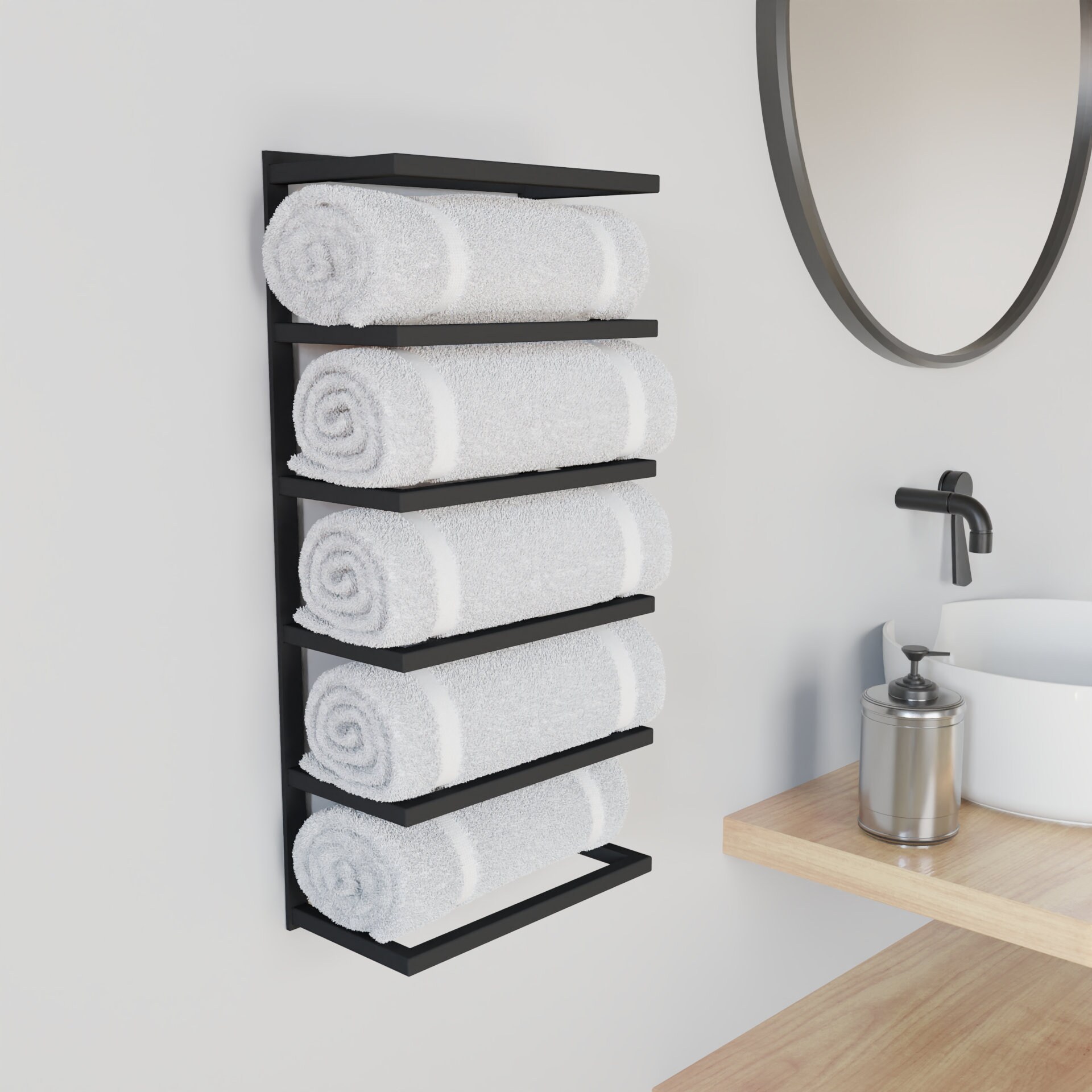 White Towel Rack With Hooks, Bathroom, With Shelf, Wood, Towel Rack Wall, Towel  Hooks, Hooks on Wood, Hook Rack, Hook Shelf, Hooks and Racks 